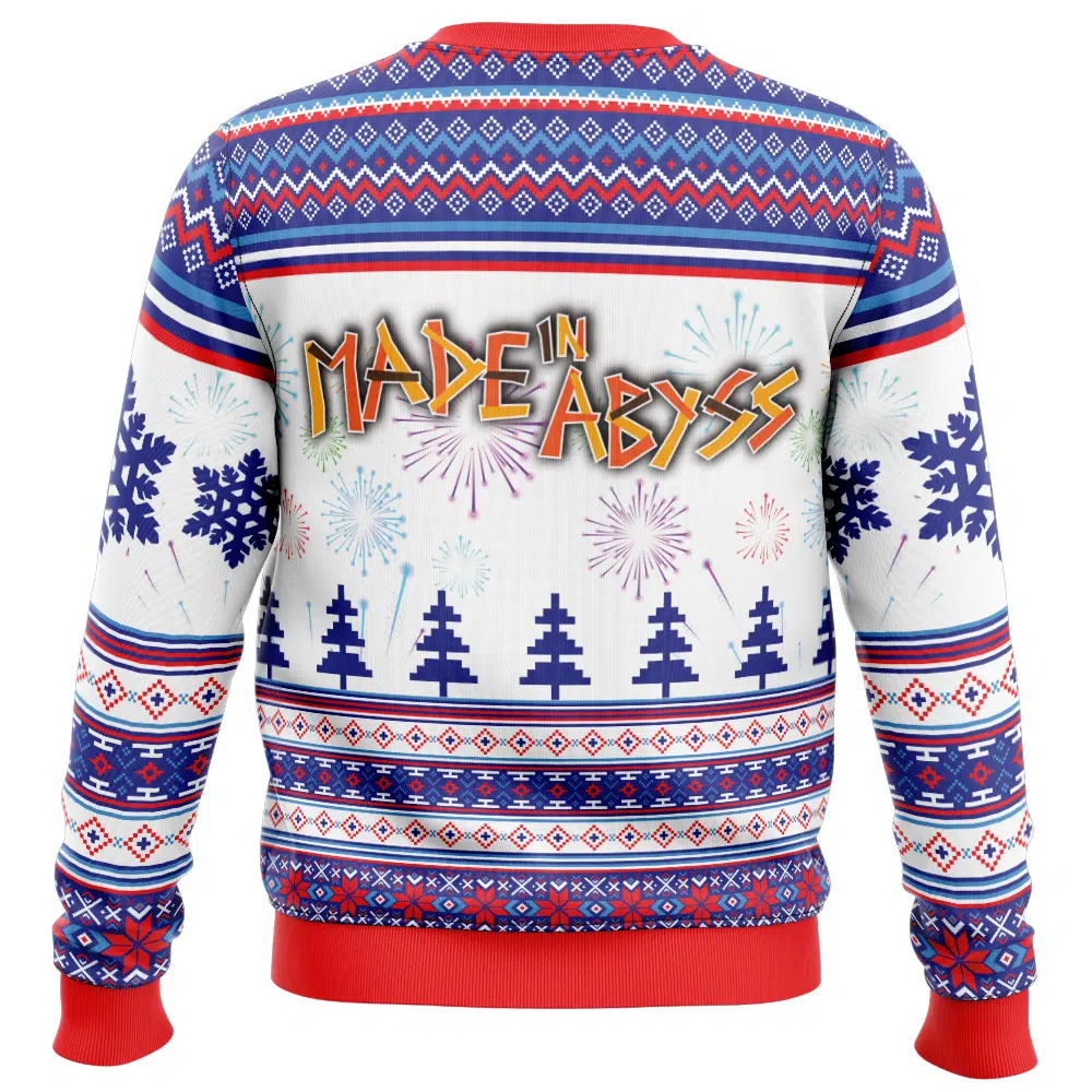 Happy New Year Made In Abyss Ugly Christmas Sweaters BACK mockup - Made In Abyss Store